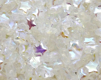 40pcs Czech Pressed Glass Star Beads 8mm Crystal AB