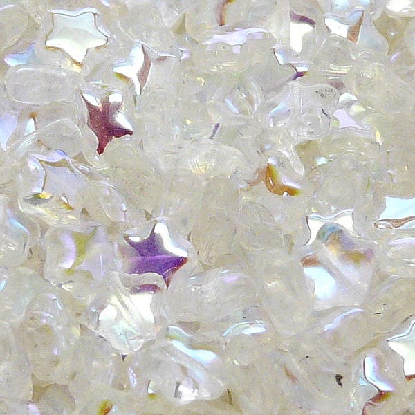 40pcs Czech Pressed Glass Star Beads 8mm Crystal AB (A 07-09)