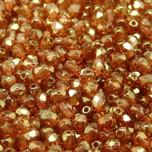 100pcs Czech Fire-Polished Faceted Glass Beads Round 4mm Crystal Red Luster
