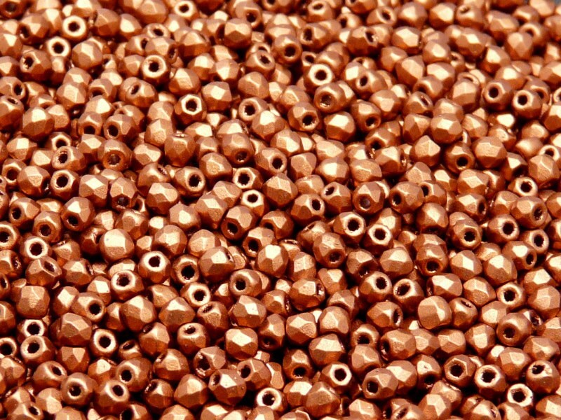 100pcs Czech Fire-Polished Faceted Glass Beads Round 3mm Crystal Bronze Fire Red Matte
