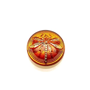 1 Stück Tschechische Hand gemacht Kunst Glasknopf Cabochon Libelle Rund 18mm Topas (CAB003-15070gold)