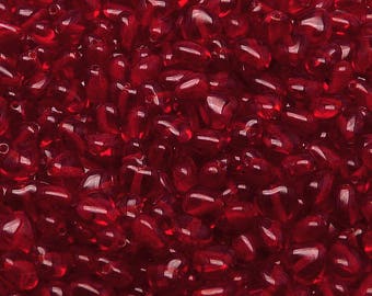50pcs Czech Pressed Glass Heart Beads 6mm Ruby (A 09-03)