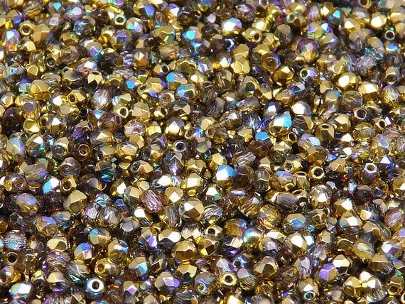 Perline di vetro sfaccettato rotondo ceco lucidato a fuoco, 5 mm (81 pezzi), rivestite in cristallo AB, filo da 16 pollici - Italia
