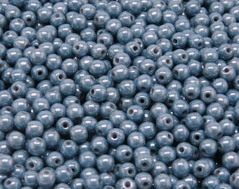 チェコ プレスガラスビーズ ラウンド 6 mm アメジスト ゴールド カプリ