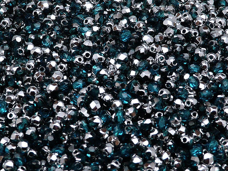Perline di vetro sfaccettato rotondo ceco lucidato a fuoco, 6 mm (68 pezzi), rivestite in Aqua Vitrail, filo da 16 pollici - Italia