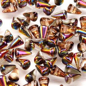 50pcs Czech Pressed Glass Spike Beads 5x8mm Crystal Sliperit