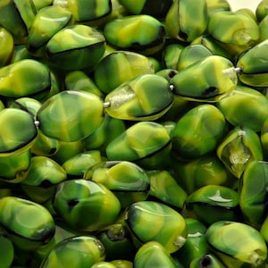 20pcs Czech Pressed Glass Twisted Bicone Lantern Beads 11x8mm Olivine Jet Striped Moonlight