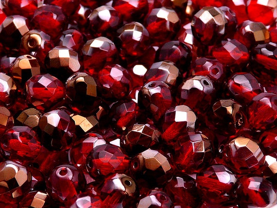 40 Perles Facettées Rubis 8 Mm - Marque Preciosa, Qualité Bohème, Fabriqué En France
