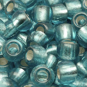 8pcs Czech Pressed Glass Large Hole Beads Round 12mm Light Aquamarine Silver Lined