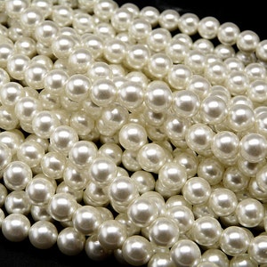 25pcs Czech Glass Imitation Pearls Round 8mm White Snow