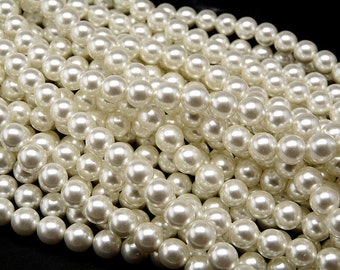 25pcs Czech Glass Imitation Pearls Round 8mm White Snow