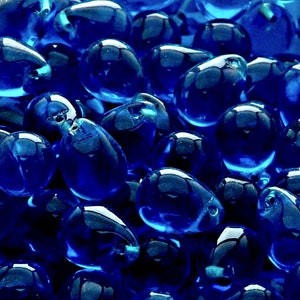 10pcs Czech Pressed Glass Teardrop Beads 10x14mm Capri Blue