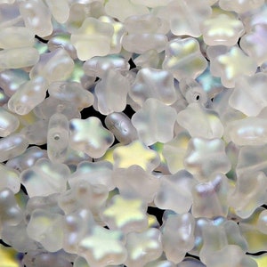 40pcs Czech Pressed Glass Star Beads 8mm Crystal AB Matte