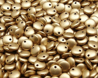 50pcs Czech Pressed Glass Lentil Beads 6mm Crystal Bronze Pale Gold Matte