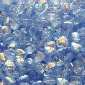 50pcs Czech Pressed Glass Heart Beads 6mm Sapphire AB