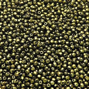 100 perle di vetro sfaccettate ceche lucidate a fuoco, rotonde, da 2 mm, effetto verde intenso