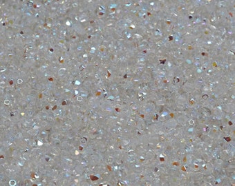 100 stuks Tsjechische vuurgepolijste facetgeslepen glaskralen rond 2 mm kristal AB (EAN 1114000275333 - A-01-02)