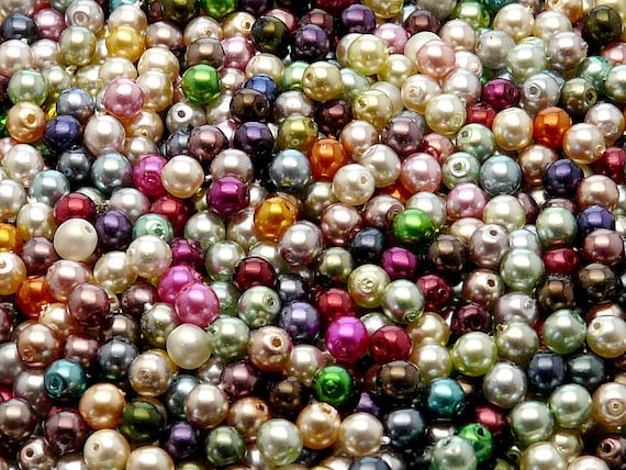 40gr Czech Pressed Glass Imitation Pearl Beads Round 4mm Color MIX