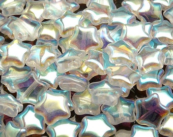 25pcs Czech Pressed Glass Star Beads 12mm Crystal AB (A 07-13)