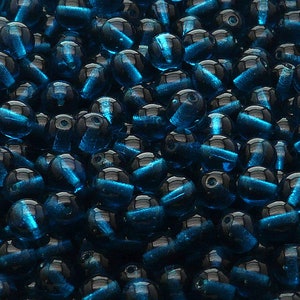 50pcs Czech Pressed Glass Beads Round 6mm Capri Blue