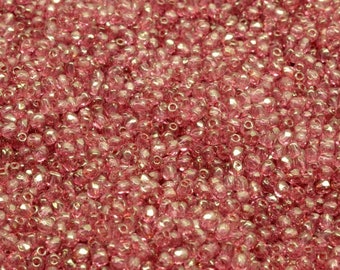 100 cuentas de vidrio facetadas checas pulidas al fuego, redondas, de 2 mm, con brillo rojo cristalino.