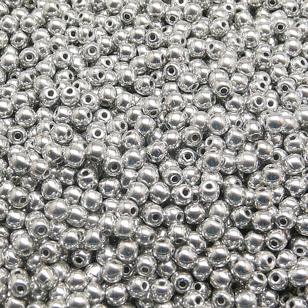 200pcs Czech Pressed Glass Beads Round 3mm Crystal Full Labrador (Aluminium)