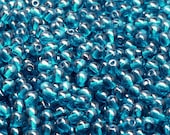 100pcs Czech Pressed Glass Beads Round 4mm Capri Blue