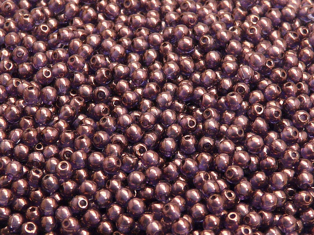 Set 275 Perle Di Vetro Pressato Ceco - Round 3-8mm - Colore Jet Bronze Luster - Ideali Per Creazione Gioielli Fai Da Te (Bracciali, Collane)