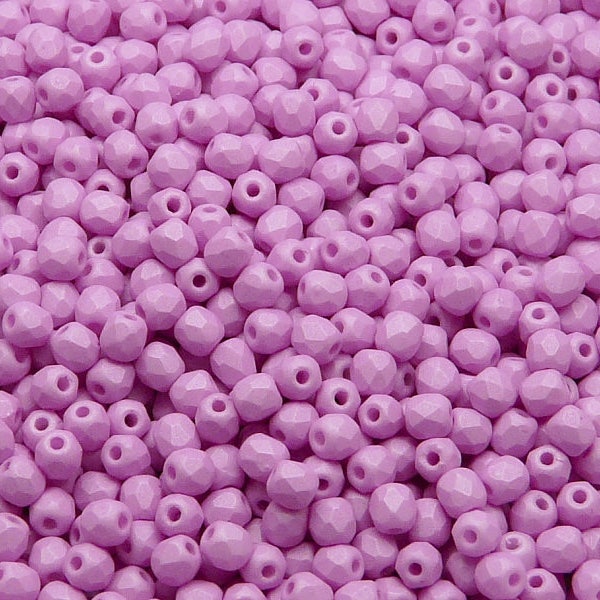 100pcs Tchèque Poli au feu Perles de verre à facettes rondes 3mm Albâtre Rose Néon Soie Mat Mat