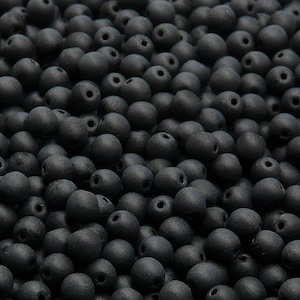 200pcs Czech Pressed Glass Beads Round 4mm Jet Matte