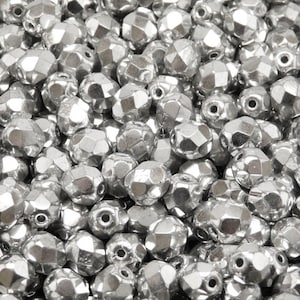 50 Stück Tschechische feuerpolierte facettierte Glasperlen Runde 6mm Kristall Voll Labrador