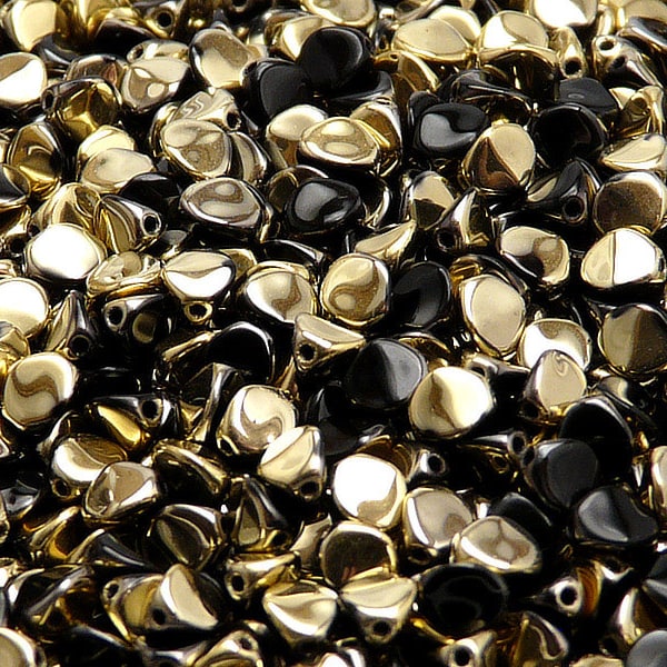 100pcs Czech Pressed Glass Beads Pinch 5mm Jet Amber