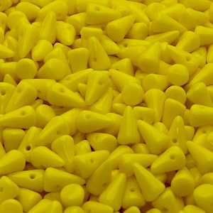 50pcs Czech Pressed Glass Spike Beads 5x8mm Opaque Yellow (B 03-37)