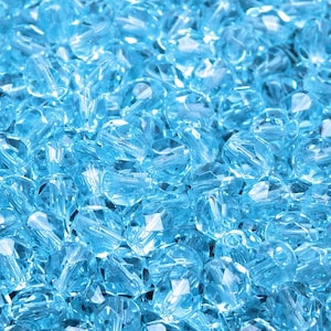 50pcs Czech Fire-Polished Faceted Glass Beads Round 6mm Light Aqumarine (A 11-21)