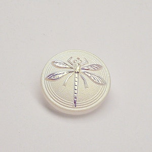 1 bouton cabochon en verre fait main tchèque libellule rond 18 mm cristal mat AB (CAB026-15076)