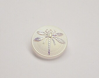 1pc Czech Hand Made Art Glass Button Cabochon Dragonfly