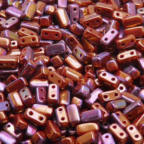 50 Stück Tschechische rechteckigen gedrückt Glas Brick Perlen 3 x 6 mm opak Rot Koralle Vega Iris
