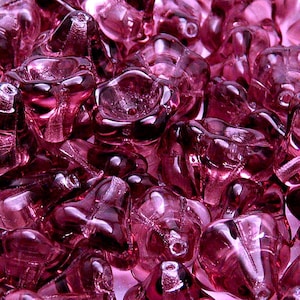 10pz Perline di Vetro Pressato Ceco a Forma di Campana Fiore 11 x 13 mm Ametista (B 04-11)
