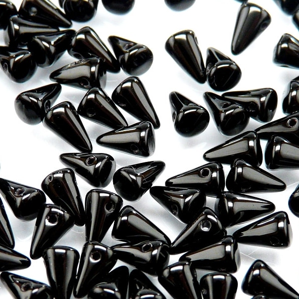 50pcs perles de pointe en verre pressé tchèque 5x8mm Jet