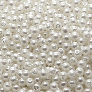 100pcs Czech Pressed Glass Imitation Pearl Beads Round 3mm White Snow (Bridal White)