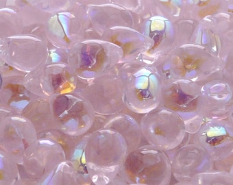 10 perles en forme de larme en verre pressé tchèque 10x14 mm Rose Rosaline AB