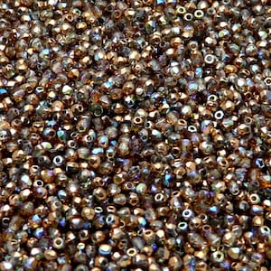100 Stück Tschechische feuerpolierte facettierte Glasperlen 2mm Crystal Cooper Regenbogen