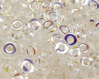 30pcs Czech Pressed Glass Round Ring O Beads 8mm Crystal AB