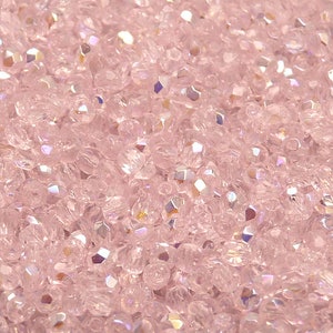 100 perle di vetro sfaccettato ceco lucidate a fuoco rotonde da 3 mm, colore rosa Rosaline AB (A 04-17)