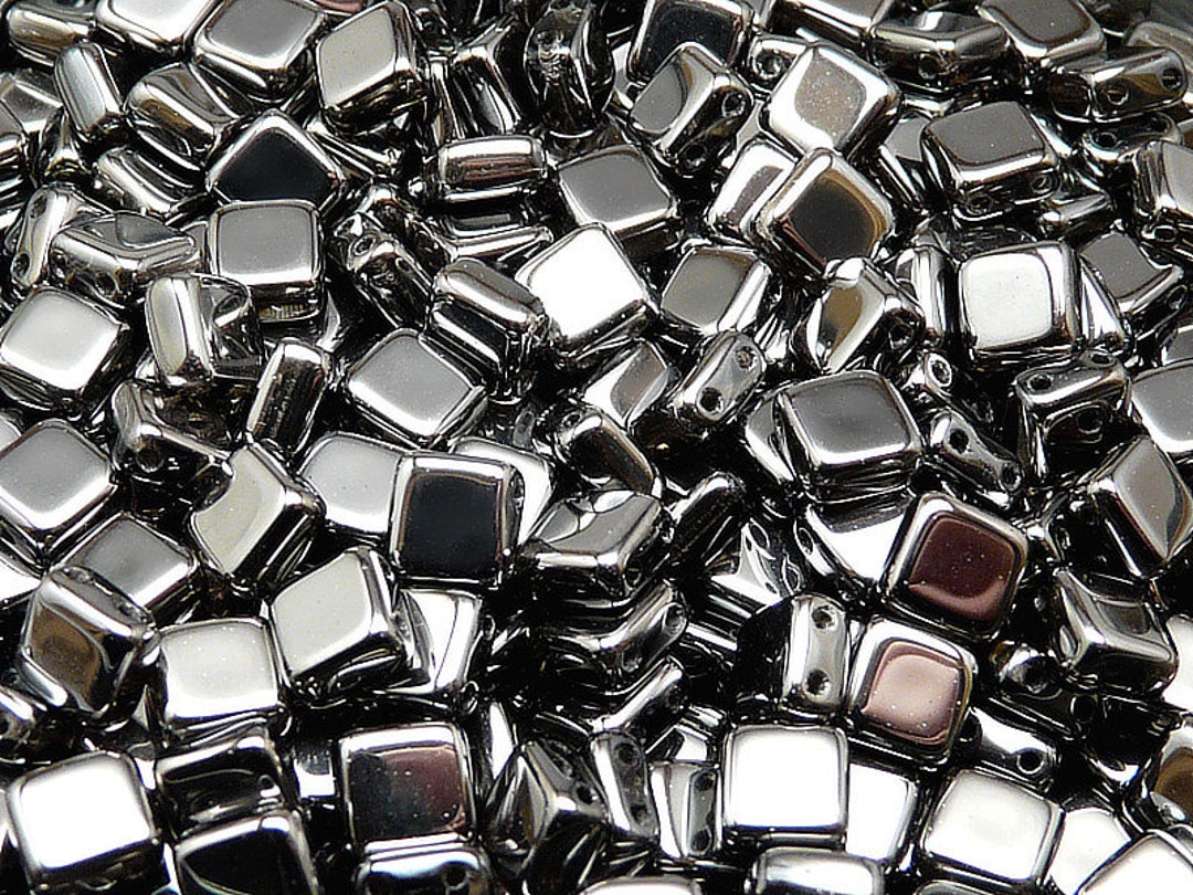 40pcs Two Hole Pressed Czechmates Glass Tile Beads 6mm Crystal Full ...