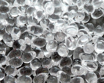 40pcs perles de larme en verre pressé tchèque 6x9mm cristal (A 09-05)