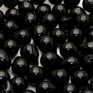 10 szt. czeskich szklanych koralików w kształcie łezki, 10 x 14 mm, Jet