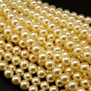 25pcs Czech Glass Imitation Pearls Round 8mm Light Cream