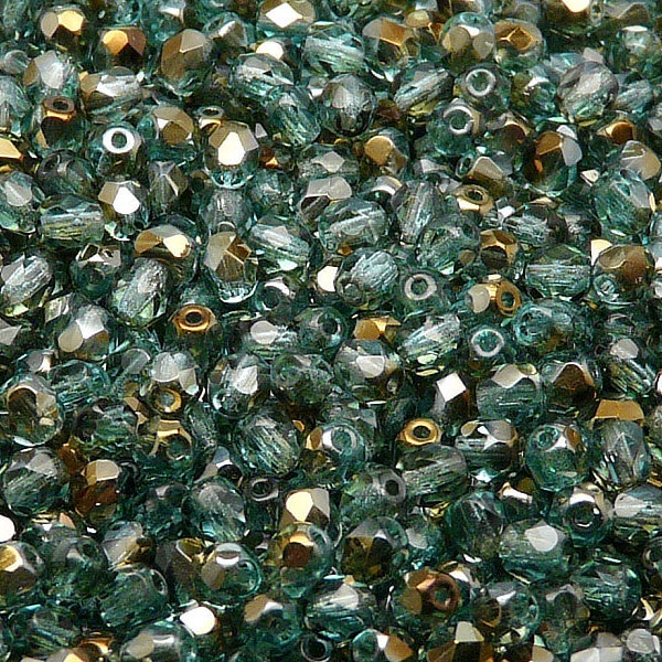 100pcs Czech Fire-Polished Faceted Glass Beads Round 4mm Light Green Aquamarine Valentinit (A 13-23)