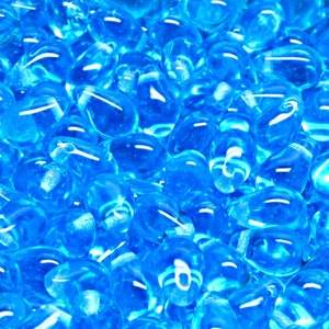 30pcs Czech Pressed Glass Teardrop Beads 6x9mm Light Aquamarine (A 09-21)